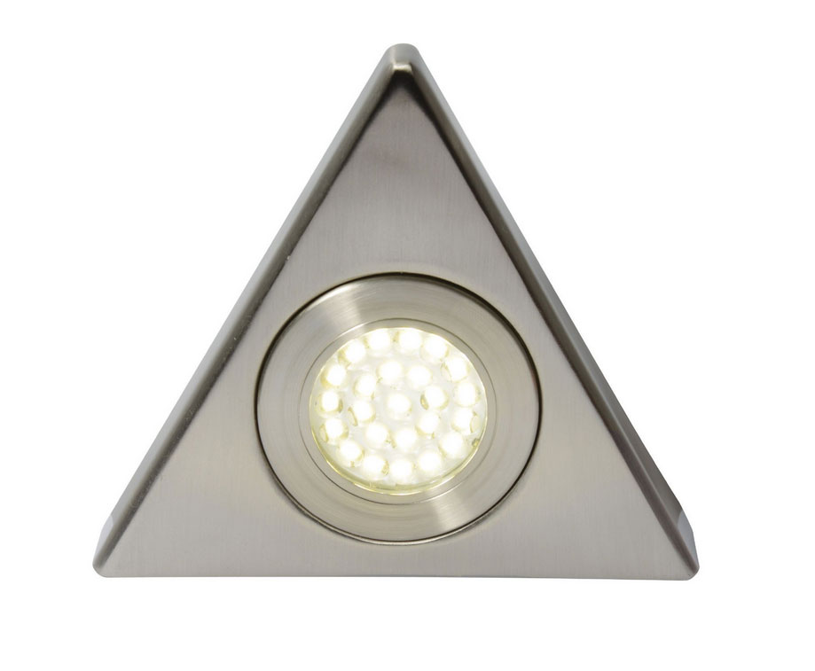 LED 240V Brushed Chrome Triangular Under Cabinet Light Shelf Lighting Cool White